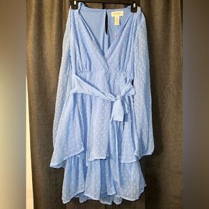 Baby blue long sleeve midi dress